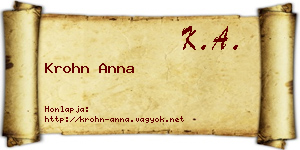 Krohn Anna névjegykártya
